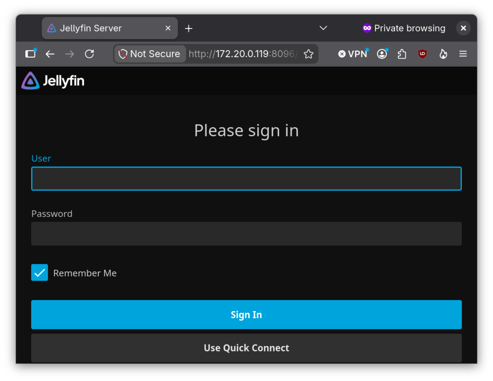 Our Jellyfin Wizard on the login screen