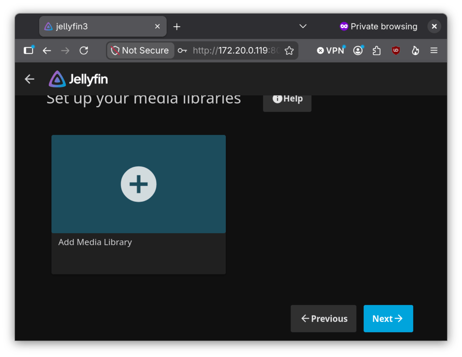 Our Jellyfin Wizard on the Media Library screen
